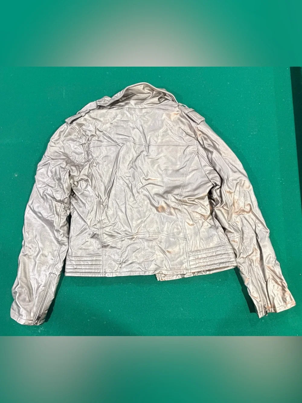 Miss Selfridge Metallic Silver Moto-Style Faux Leather Jacket